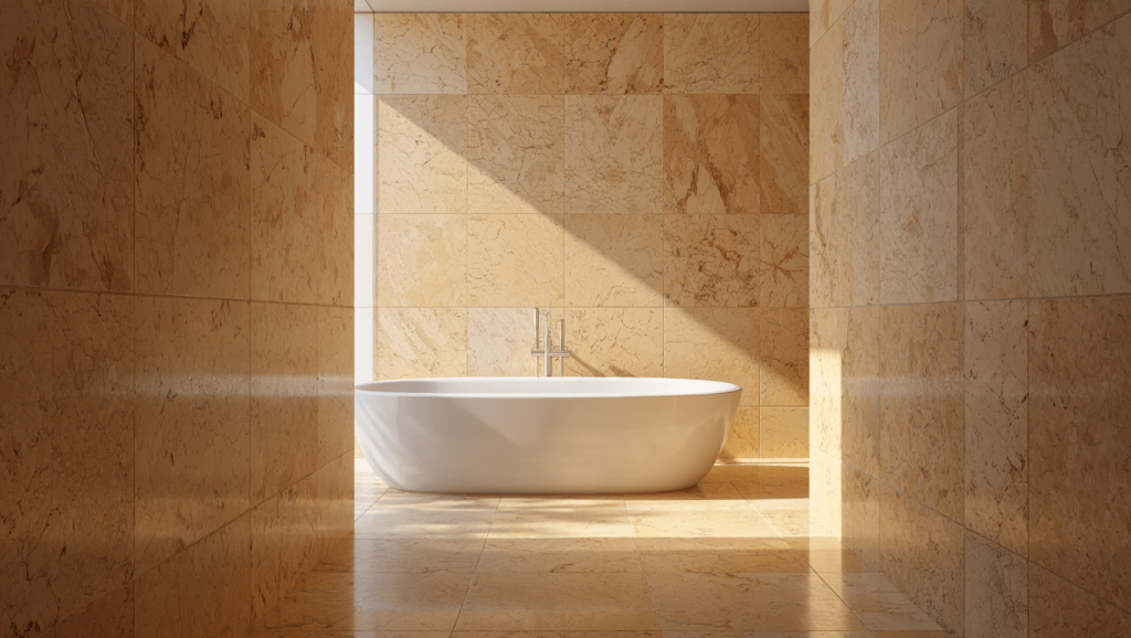 Entre durabilité et charme intemporel : adoptez le carrelage travertin dans votre salle de bain