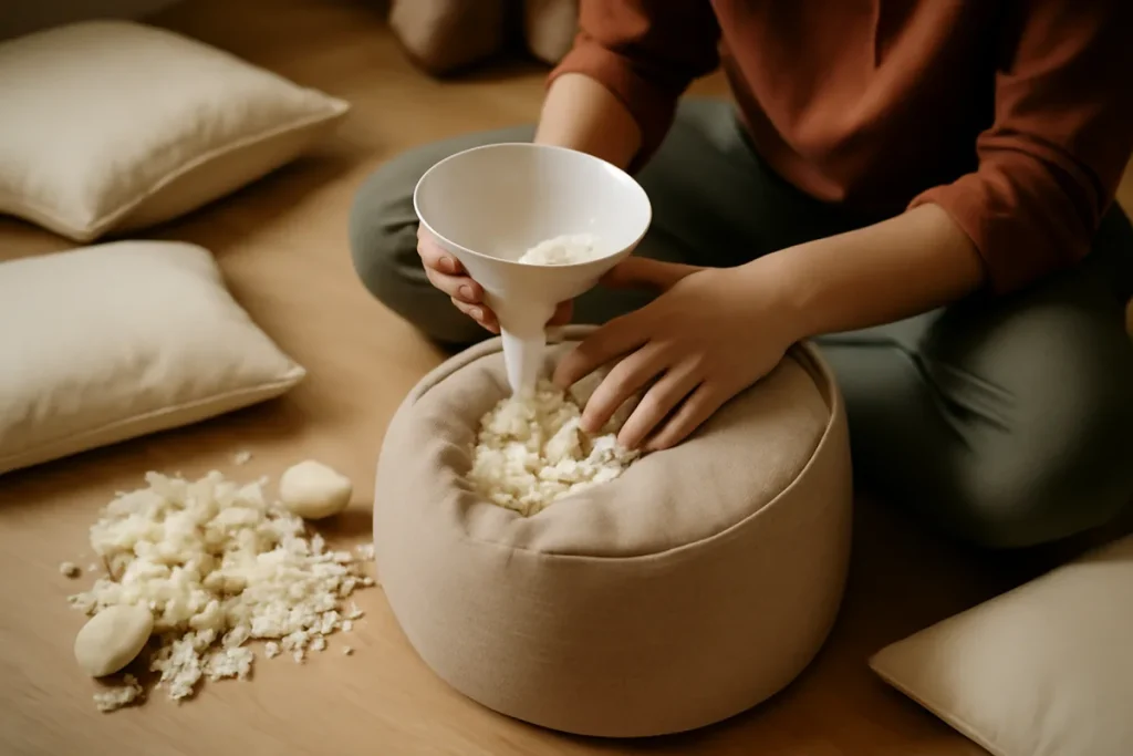 Comment remplir un pouf : 10 idées de rembourrage et conseils pratiques